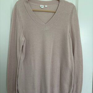 GAP Pink V-Neck Sweater, Women's Size Large